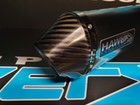 Yamaha R6 17 Onwards  with Akro Headers  Hawk Carbon Outlet Plain Titanium Oval Street Legal Exhaust